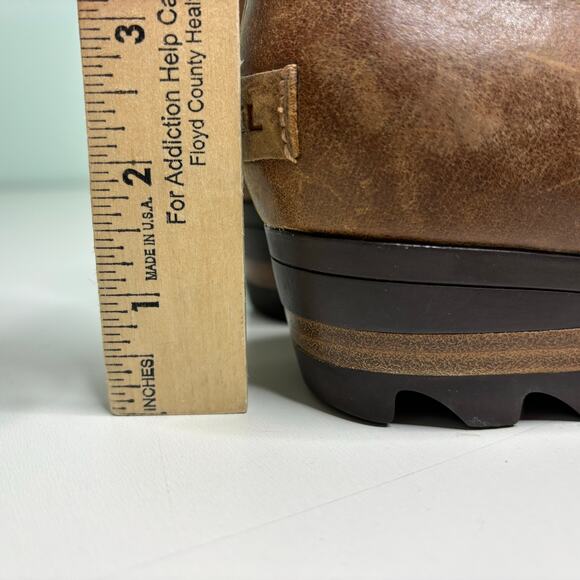 Sorel Cate Cut Out Low Brown Leather Ankle Boot Chunky Heel 8 - Picture 7 of 9